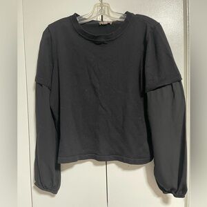 Lilla P Black Women's Sweater with Sheer Sleeves